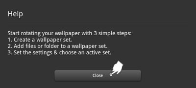 Rotating Wallpaper Help Screen